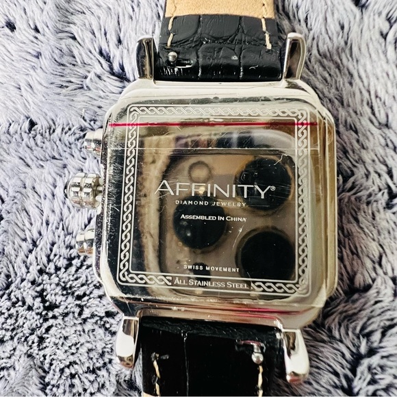 Affinity Diamond Chronograph Watch Diamond Accented Bezel Black Leather Band main image 8